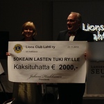 LC Lahti lahjoitti Sokeain  Lasten Tuki ry:lle merkittvn avustuksen 23.11.2013