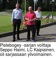 Pistebogey -sarjan voittaja Seppo Haimi, LC Kaipiainen, oli sarjassaan ylivoimainen.