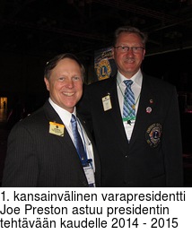 1. kansainvlinen varapresidentti Joe Preston astuu presidentin tehtvn kaudelle 2014 - 2015