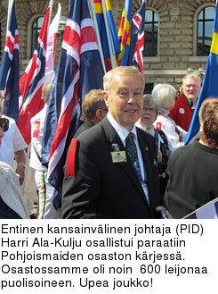 Entinen kansainvlinen johtaja (PID) Harri Ala-Kulju osallistui paraatiin Pohjoismaiden osaston krjess. Osastossamme oli noin  600 leijonaa puolisoineen. Upea joukko!
